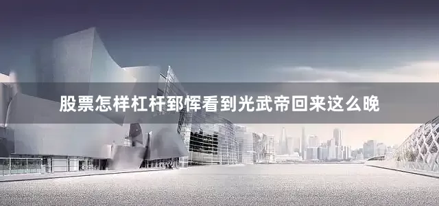 股票怎样杠杆郅恽看到光武帝回来这么晚